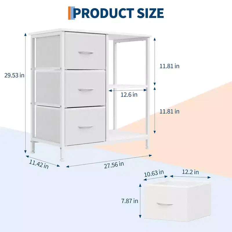 Classeur, Meuble de bureau avec 3 tiroirs et 2 compartiments ouverts, Meuble à tiroirs étanche, Support d'imprimante, Armoire à dossiers avec pieds réglables