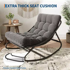 Fauteuil à bascule surdimensionné, cadre métallique robuste, capacité de 180 kg, chaise longue à bascule confortable, pour véranda, jardin, salon