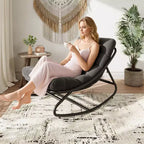 Fauteuil à bascule surdimensionné, cadre métallique robuste, capacité de 180 kg, chaise longue à bascule confortable, pour véranda, jardin, salon