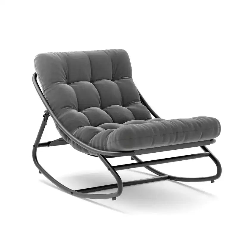 Fauteuil à bascule surdimensionné, cadre métallique robuste, capacité de 180 kg, chaise longue à bascule confortable, pour véranda, jardin, salon