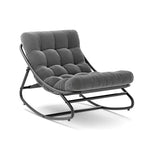 Fauteuil à bascule surdimensionné, cadre métallique robuste, capacité de 180 kg, chaise longue à bascule confortable, pour véranda, jardin, salon
