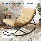 Fauteuil à bascule surdimensionné, cadre métallique robuste, capacité de 180 kg, chaise longue à bascule confortable, pour véranda, jardin, salon