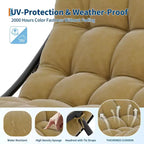 Fauteuil à bascule surdimensionné, cadre métallique robuste, capacité de 180 kg, chaise longue à bascule confortable, pour véranda, jardin, salon