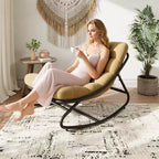 Fauteuil à bascule surdimensionné, cadre métallique robuste, capacité de 180 kg, chaise longue à bascule confortable, pour véranda, jardin, salon