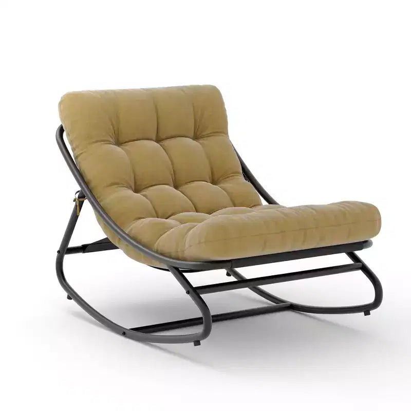 Fauteuil à bascule surdimensionné, cadre métallique robuste, capacité de 180 kg, chaise longue à bascule confortable, pour véranda, jardin, salon