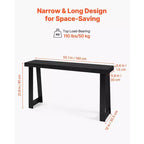 VEVOR Table console de 56 po, bureau moderne derrière le canapé, table d'entrée rectangulaire en bois, table d'appoint longue et étroite, idéale pour le couloir, noir