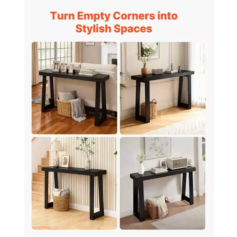 VEVOR Console 46 pouces, Bureau moderne derrière le canapé, Table d'entrée rectangulaire en bois, Table de canapé longue et étroite, Support d'appoint pour couloir, Noir