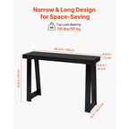 VEVOR Console 46 pouces, Bureau moderne derrière le canapé, Table d'entrée rectangulaire en bois, Table de canapé longue et étroite, Support d'appoint pour couloir, Noir