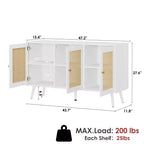 Buffet en rotin de 47,2 po avec 3 portes pour cuisine, salon, entrée, salle à manger