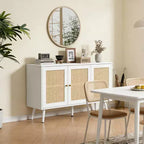 Buffet en rotin de 47,2 po avec 3 portes pour cuisine, salon, entrée, salle à manger