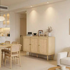 Buffet en rotin de 47,2 po avec 3 portes pour cuisine, salon, entrée, salle à manger