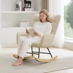 Fauteuil à bascule moderne et rembourré à dossier haut, fauteuil inclinable et planeur avec coussin moelleux pour adultes, parfait pour le salon et la chambre à coucher
