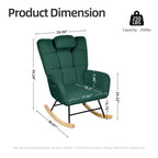 Fauteuil à bascule moderne et rembourré à dossier haut, fauteuil inclinable et planeur avec coussin moelleux pour adultes, parfait pour le salon et la chambre à coucher