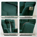 Fauteuil à bascule moderne et rembourré à dossier haut, fauteuil inclinable et planeur avec coussin moelleux pour adultes, parfait pour le salon et la chambre à coucher