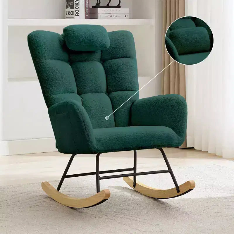 Fauteuil à bascule moderne et rembourré à dossier haut, fauteuil inclinable et planeur avec coussin moelleux pour adultes, parfait pour le salon et la chambre à coucher