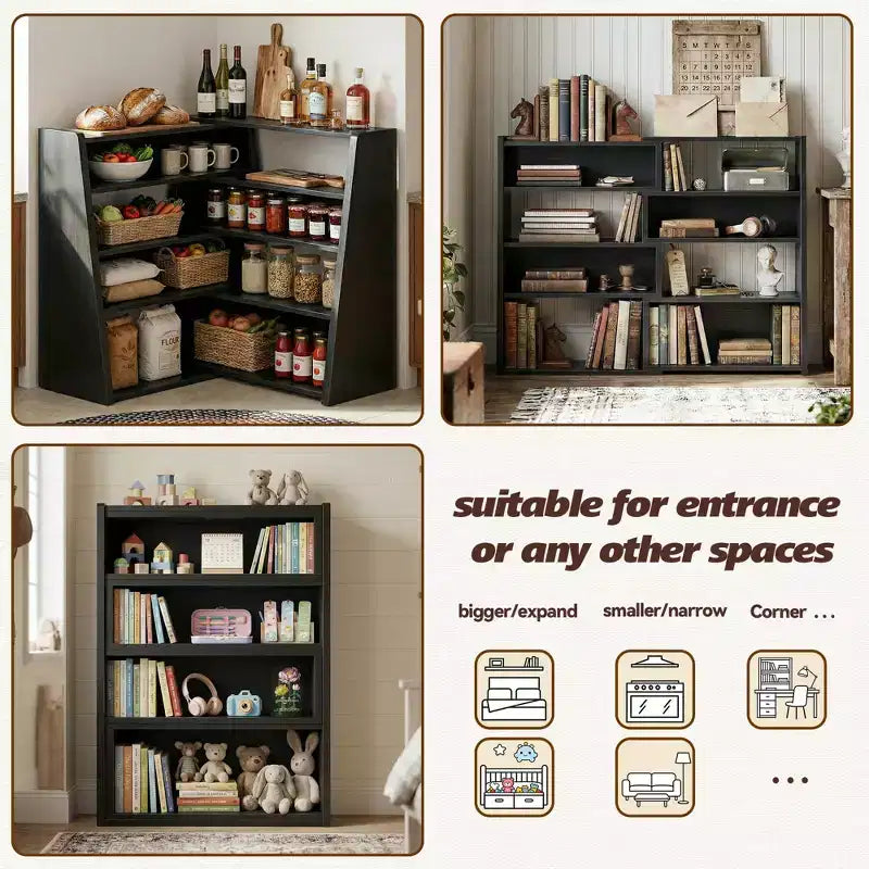 Étagère échelle extensible Besiost à 3-4 niveaux, bibliothèque d'angle pour petits espaces