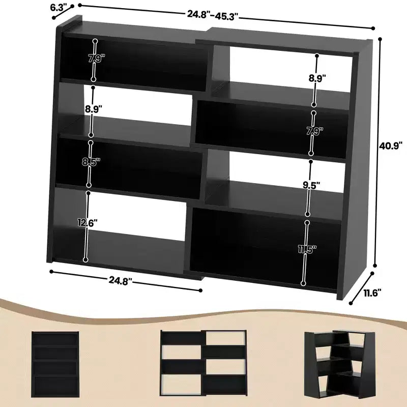 Étagère échelle extensible Besiost à 3-4 niveaux, bibliothèque d'angle pour petits espaces