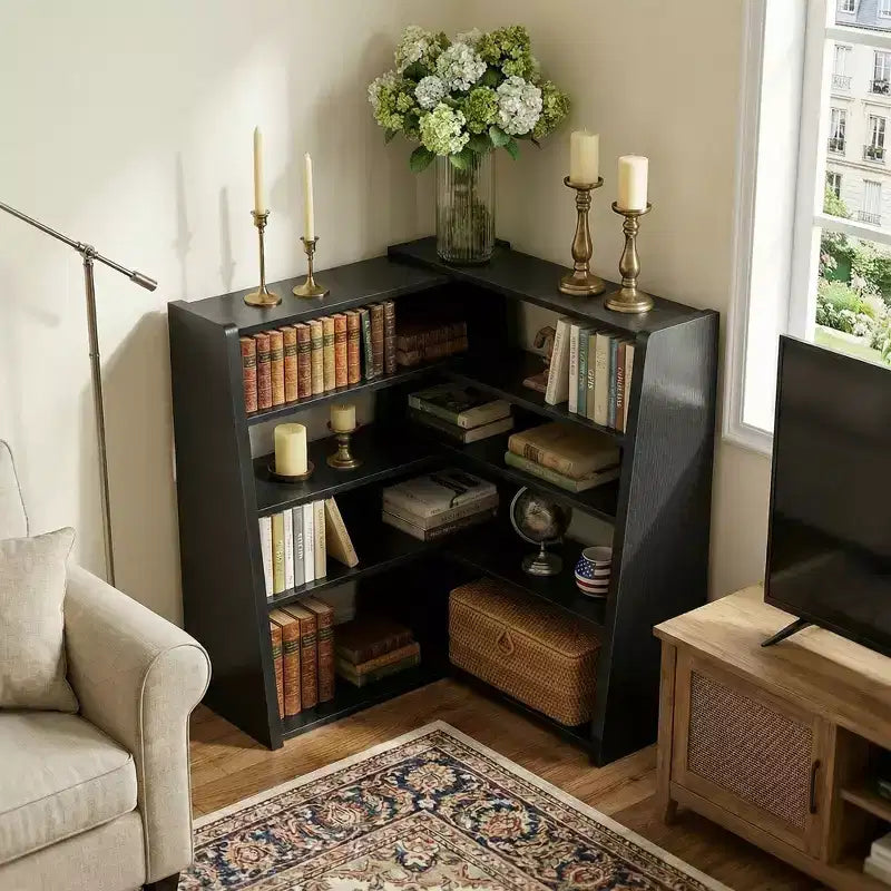 Étagère échelle extensible Besiost à 3-4 niveaux, bibliothèque d'angle pour petits espaces