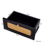 Table de chevet moderne du milieu du siècle avec LED/veilleuse, tiroir de rangement, meuble à porte, détails en rotin, bois et rotin (W2282P220561)