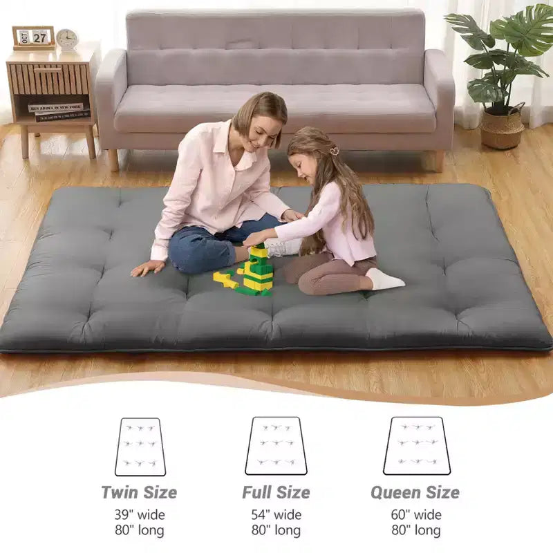 Acekool Matelas Futon Japonais Double Pliable Épais Lit de Sol pour Adultes Tapis de Couchage Style Tatami pour Maison Camping Voyage