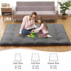 Acekool Matelas Futon Japonais Double Pliable Épais Lit de Sol pour Adultes Tapis de Couchage Style Tatami pour Maison Camping Voyage