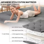 Acekool Matelas Futon Japonais Double Pliable Épais Lit de Sol pour Adultes Tapis de Couchage Style Tatami pour Maison Camping Voyage