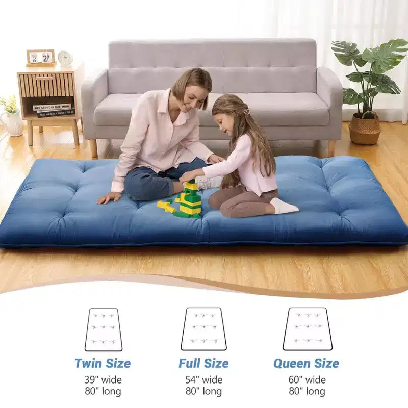 Acekool Matelas Futon Japonais Double Pliable Épais Lit de Sol pour Adultes Tapis de Couchage Style Tatami pour Maison Camping Voyage