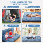 Acekool Matelas Futon Japonais Double Pliable Épais Lit de Sol pour Adultes Tapis de Couchage Style Tatami pour Maison Camping Voyage