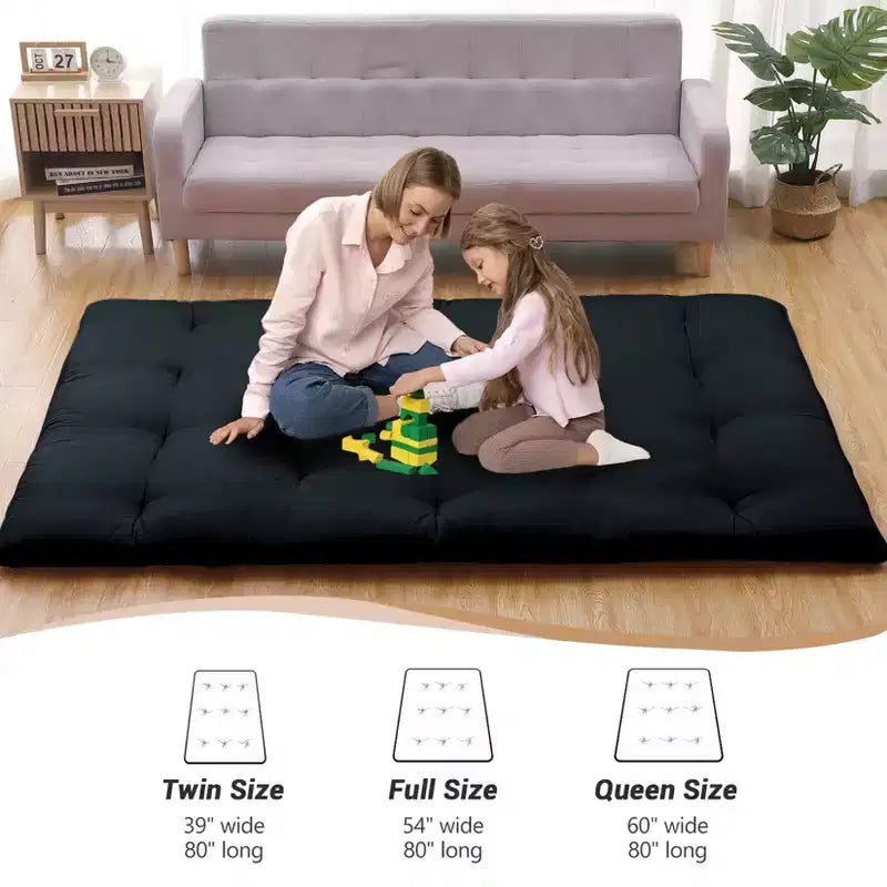Acekool Matelas Futon Japonais Double Pliable Épais Lit de Sol pour Adultes Tapis de Couchage Style Tatami pour Maison Camping Voyage