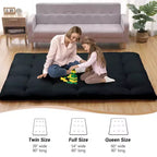Acekool Matelas Futon Japonais Double Pliable Épais Lit de Sol pour Adultes Tapis de Couchage Style Tatami pour Maison Camping Voyage