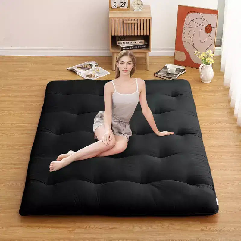 Acekool Matelas Futon Japonais Double Pliable Épais Lit de Sol pour Adultes Tapis de Couchage Style Tatami pour Maison Camping Voyage