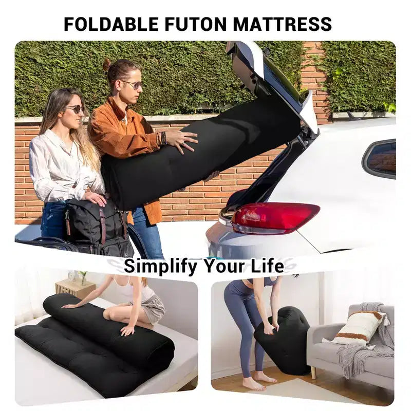 Acekool Matelas Futon Japonais Double Pliable Épais Lit de Sol pour Adultes Tapis de Couchage Style Tatami pour Maison Camping Voyage