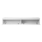 VEVOR Floating TV Stand, 71 in Wall Mount Entertainment Center with Power Outlet & LED Lights, Modern Floating TV Shelf with 2 Drawers, White