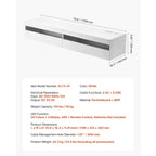 Meuble TV flottant VEVOR, meuble TV mural de 180 cm avec prise de courant et lumières LED, étagère TV flottante moderne avec 2 tiroirs, blanc
