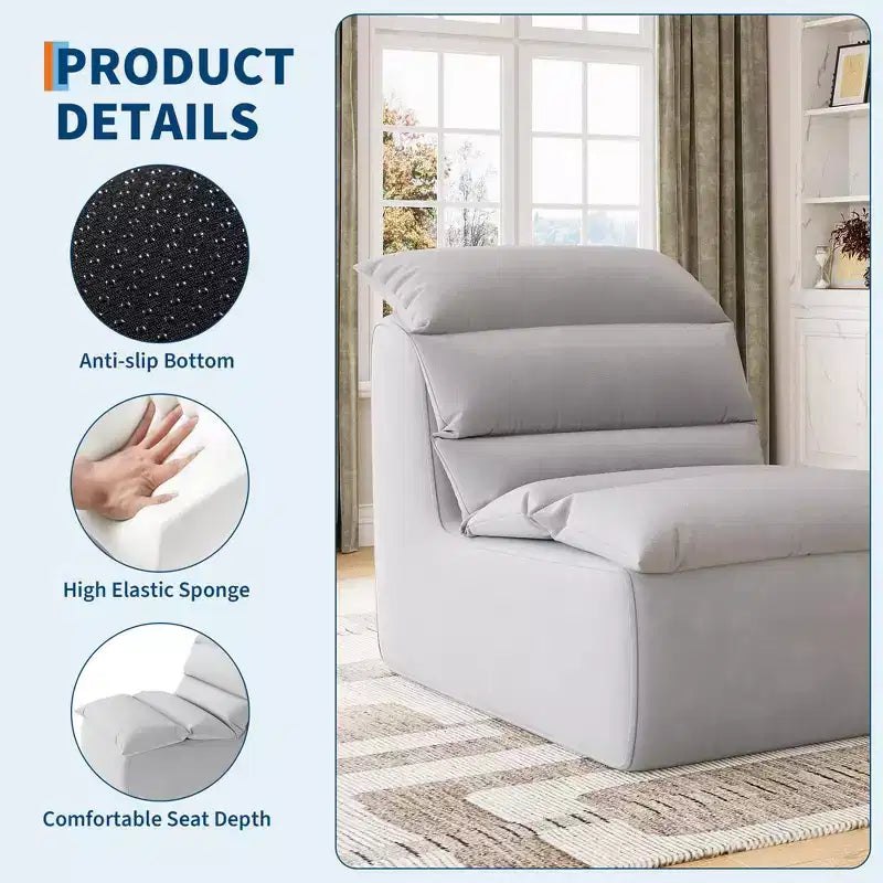 Pouf ergonomique, avec support dorsal, base antidérapante, canapé simple moderne, pour salon, chambre, bureau