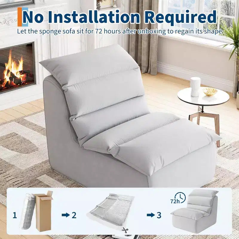 Pouf ergonomique, avec support dorsal, base antidérapante, canapé simple moderne, pour salon, chambre, bureau