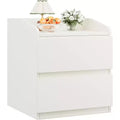 Modern White Nightstand with 2 Drawers, Curved & Handle-Free Design for Living Room or Bedroom