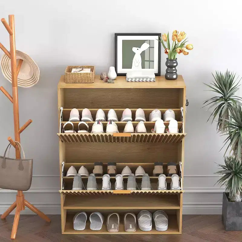Meuble à chaussures moderne et mince pour entrée, 2 tiroirs basculants, organisateur caché, étagère à chaussures autoportante pour couloir, 80 cm de large