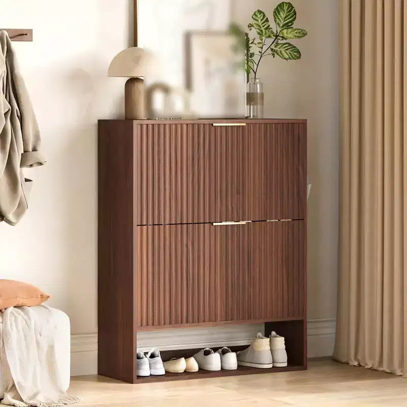 Meuble à chaussures moderne et mince pour entrée, 2 tiroirs basculants, organisateur caché, étagère à chaussures autoportante pour couloir, 80 cm de large