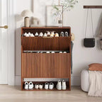 Meuble à chaussures moderne et mince pour entrée, 2 tiroirs basculants, organisateur caché, étagère à chaussures autoportante pour couloir, 80 cm de large
