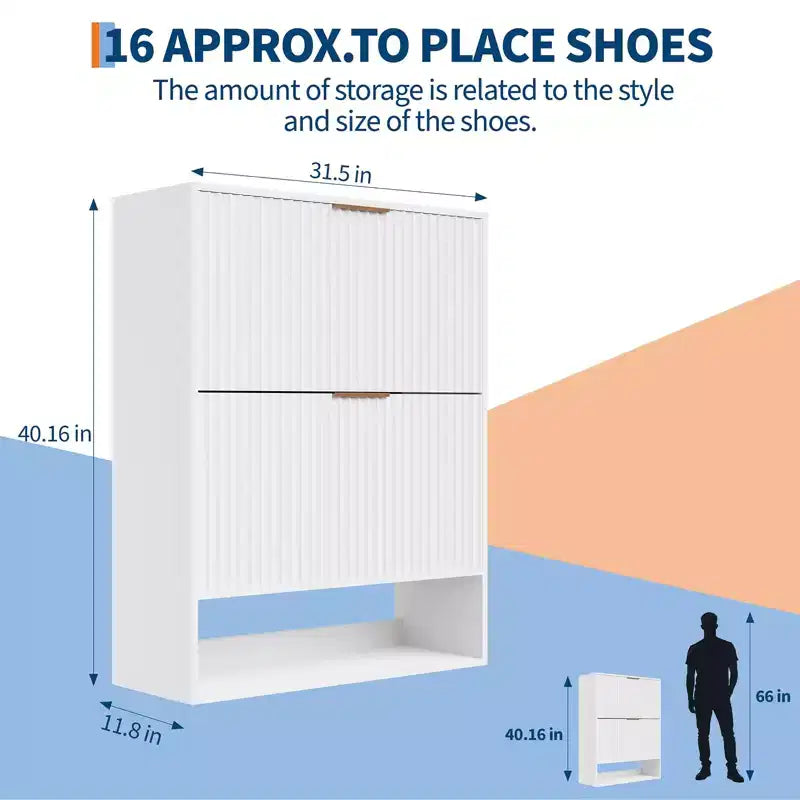 Meuble à chaussures moderne et mince pour entrée, 2 tiroirs basculants, organisateur caché, étagère à chaussures autoportante pour couloir, 80 cm de large