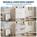 Meuble à chaussures moderne et mince pour entrée, 2 tiroirs basculants, organisateur caché, étagère à chaussures autoportante pour couloir, 80 cm de large