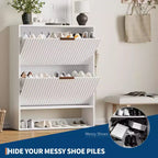Meuble à chaussures moderne et mince pour entrée, 2 tiroirs basculants, organisateur caché, étagère à chaussures autoportante pour couloir, 80 cm de large