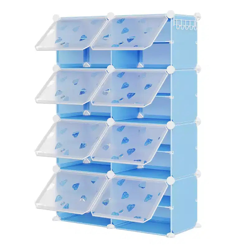 Étagère à Chaussures Extensible à 8 Niveaux avec Porte, Peut Contenir 32 Paires, Armoire de Rangement à Chaussures Détachable, Organiseur d'Entrée et de Chambre à Coucher Peu Encombrant