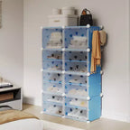 Étagère à Chaussures Extensible à 8 Niveaux avec Porte, Peut Contenir 32 Paires, Armoire de Rangement à Chaussures Détachable, Organiseur d'Entrée et de Chambre à Coucher Peu Encombrant