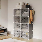 Étagère à Chaussures Extensible à 8 Niveaux avec Porte, Peut Contenir 32 Paires, Armoire de Rangement à Chaussures Détachable, Organiseur d'Entrée et de Chambre à Coucher Peu Encombrant