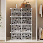 Étagère à Chaussures Extensible à 8 Niveaux avec Porte, Peut Contenir 32 Paires, Armoire de Rangement à Chaussures Détachable, Organiseur d'Entrée et de Chambre à Coucher Peu Encombrant