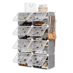 Étagère à Chaussures Extensible à 8 Niveaux avec Porte, Peut Contenir 32 Paires, Armoire de Rangement à Chaussures Détachable, Organiseur d'Entrée et de Chambre à Coucher Peu Encombrant