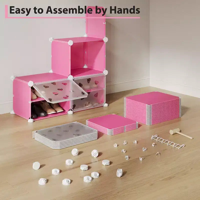 Étagère à Chaussures Extensible à 8 Niveaux avec Porte, Peut Contenir 32 Paires, Armoire de Rangement à Chaussures Détachable, Organiseur d'Entrée et de Chambre à Coucher Peu Encombrant