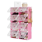 Étagère à Chaussures Extensible à 8 Niveaux avec Porte, Peut Contenir 32 Paires, Armoire de Rangement à Chaussures Détachable, Organiseur d'Entrée et de Chambre à Coucher Peu Encombrant